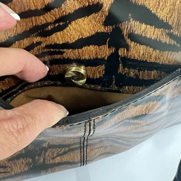 Patricia Nash Leather Primrose Satchel Handbag Animal Print Tiger Crossbody NEW - Picture 12 of 16